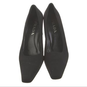 Vintage Prada Heels. Square toed. Block heel. Black.